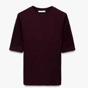 ZARA Soft 100% Wool Black T-Shirt Short Sleeve L 3039/007